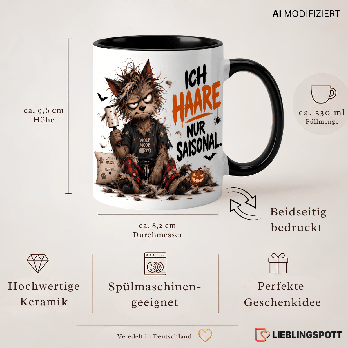 Halloween Keramiktasse 330 ml Maße und Vorteile