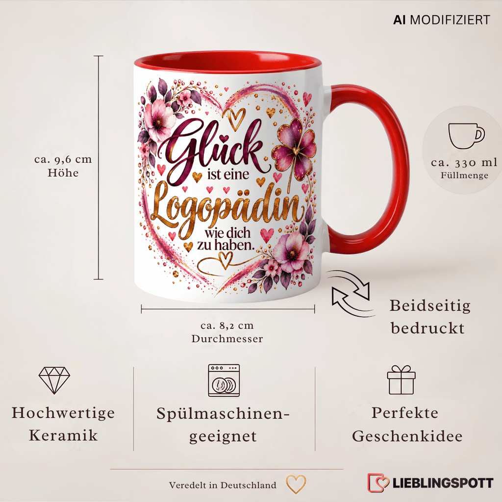 Logopädin Keramiktasse 330 ml Maße und Vorteile