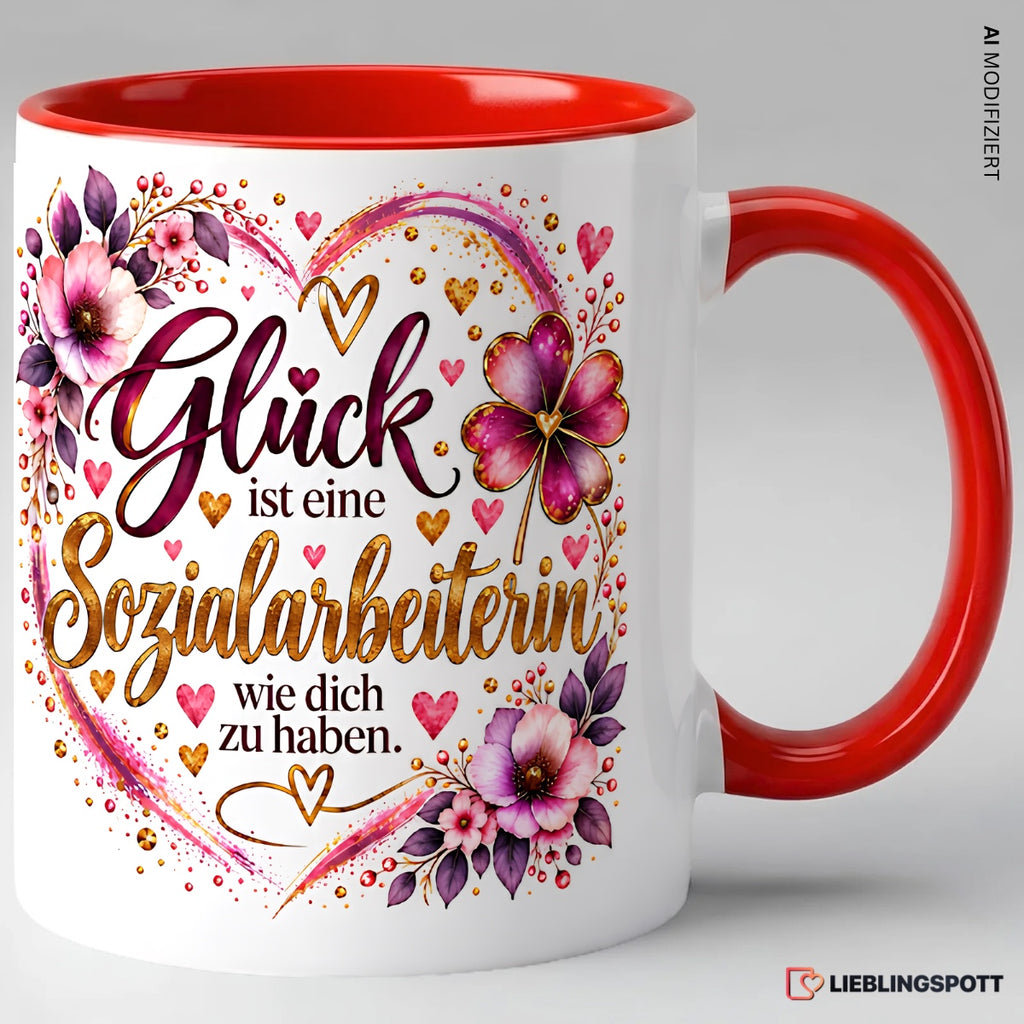 Sozialarbeiterin Tasse Rot