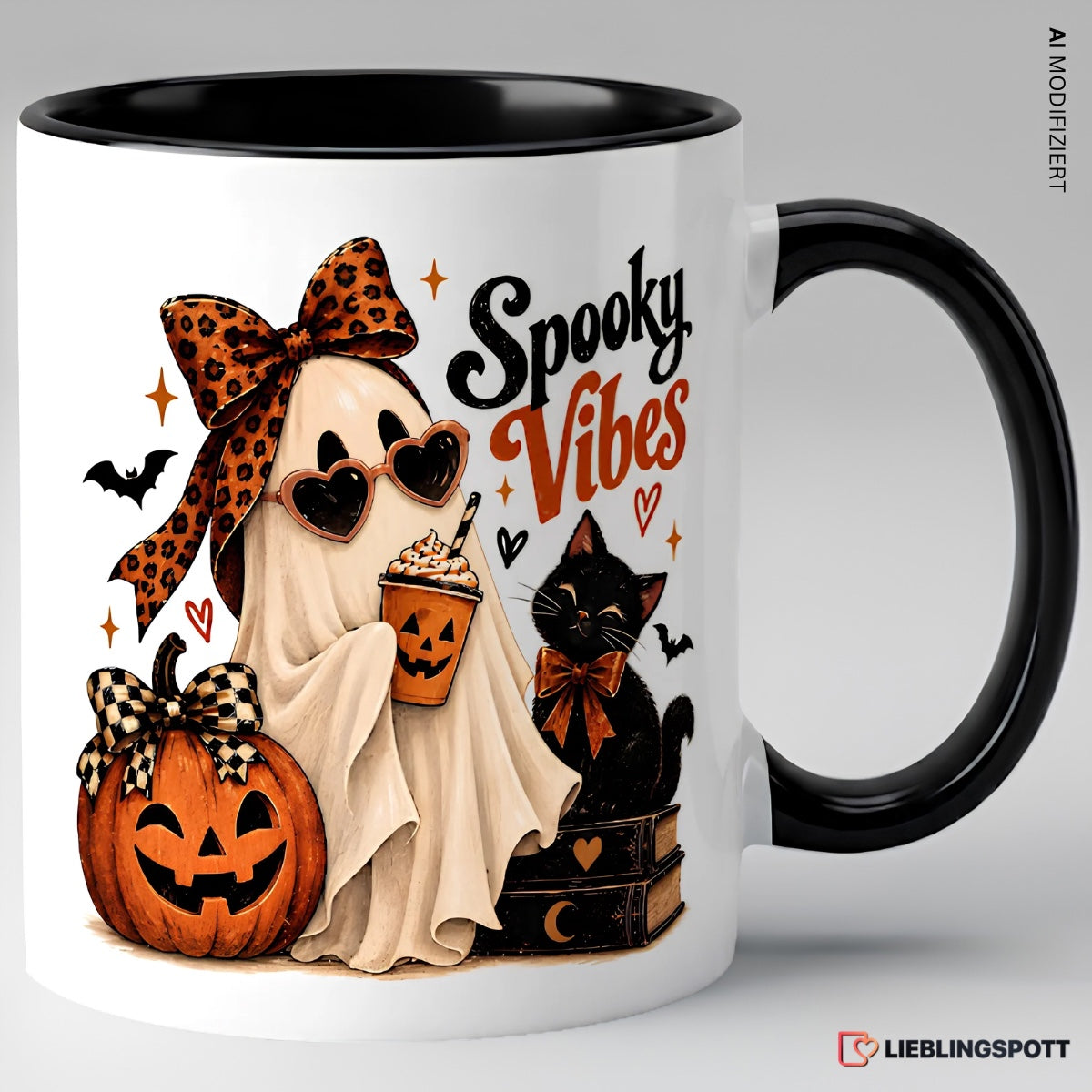 Halloween Tasse „Spooky Vibes“ | Keramik 330 ml Schwarz
