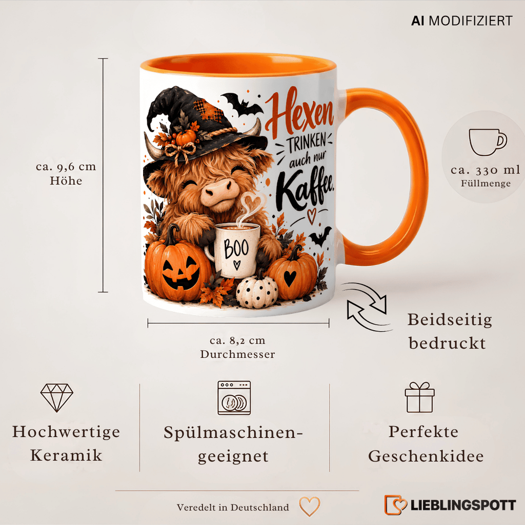 Halloween Tasse „Hexen trinken auch nur Kaffee“ | Keramik 330 ml Produktdetails