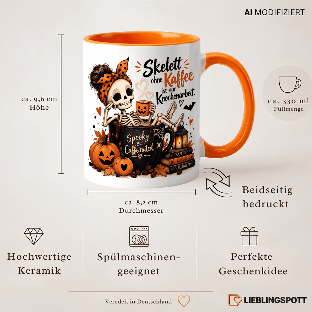 Halloween Tasse „Skelett ohne Kaffee“ | Keramik 330 ml Produktdetails