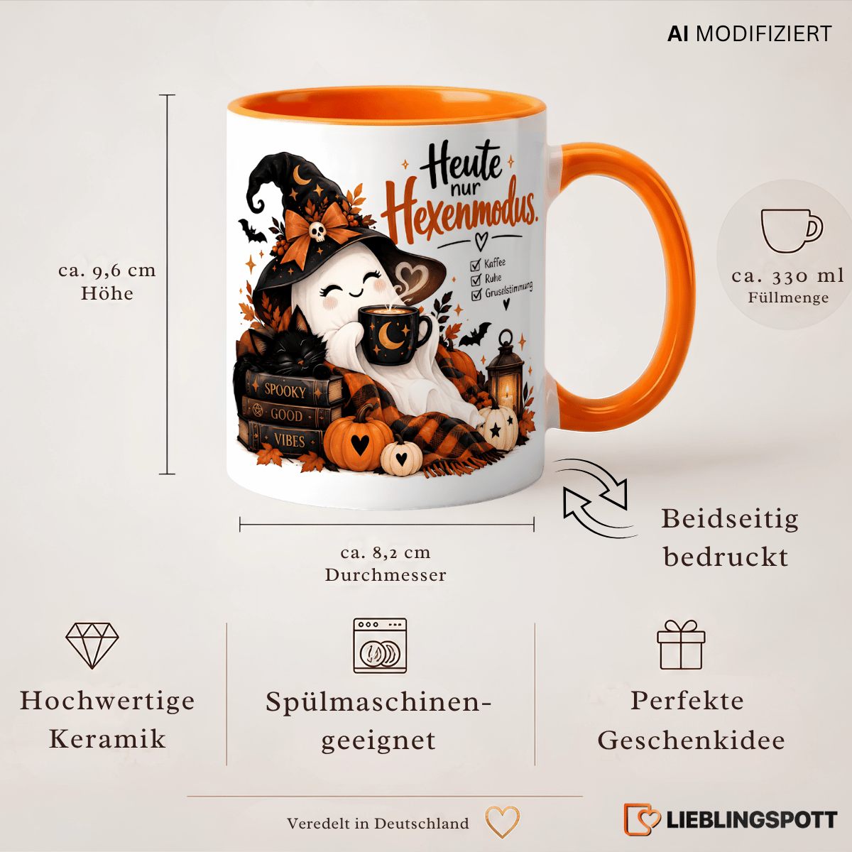 Halloween Tasse „Heute nur Hexenmodus“ | Keramik 330 ml Produktdetails