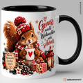 Weihnachts-Eichhörnchen Tasse Schwarz