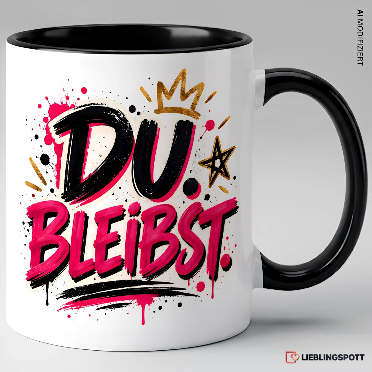 Du bleibst Tasse Schwarz