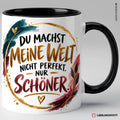 Du machst meine Welt schöner Tasse Schwarz