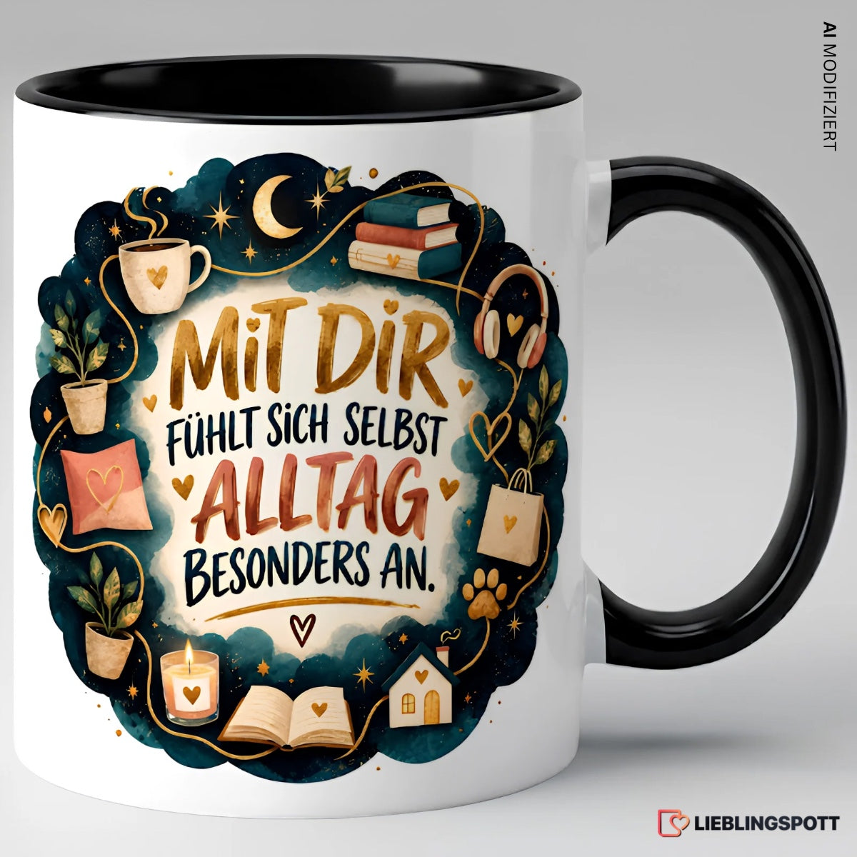 Mit dir fühlt sich Alltag besonders an Tasse Schwarz