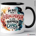 Lieblingsmensch Tasse „Normales Chaos“ | Keramik 330 ml Schwarz