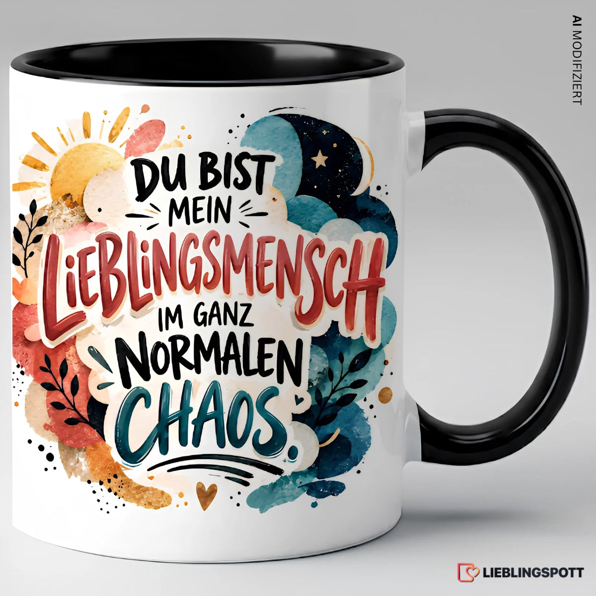 Lieblingsmensch Tasse „Normales Chaos“ | Keramik 330 ml Schwarz