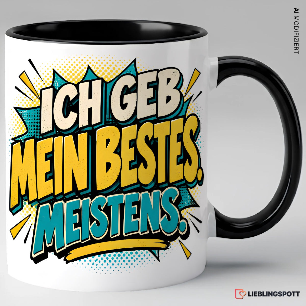 „Ich geb mein Bestes. Meistens.“ Tasse | Keramik 330 ml Schwarz