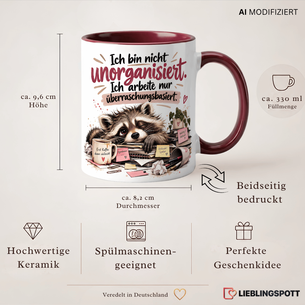 Unorganisiert Tasse „Überraschungsbasiert“ | Keramik ca. 330 ml