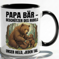 Papa Tasse Spruch Papa Bär Beschützer des Rudels Unser Held jeden Tag – Geschenk für Vater zum Vatertag Geburtstag Weihnachten – Liebevolle Kaffeetasse Bären Motiv – Keramik Becher 330ml