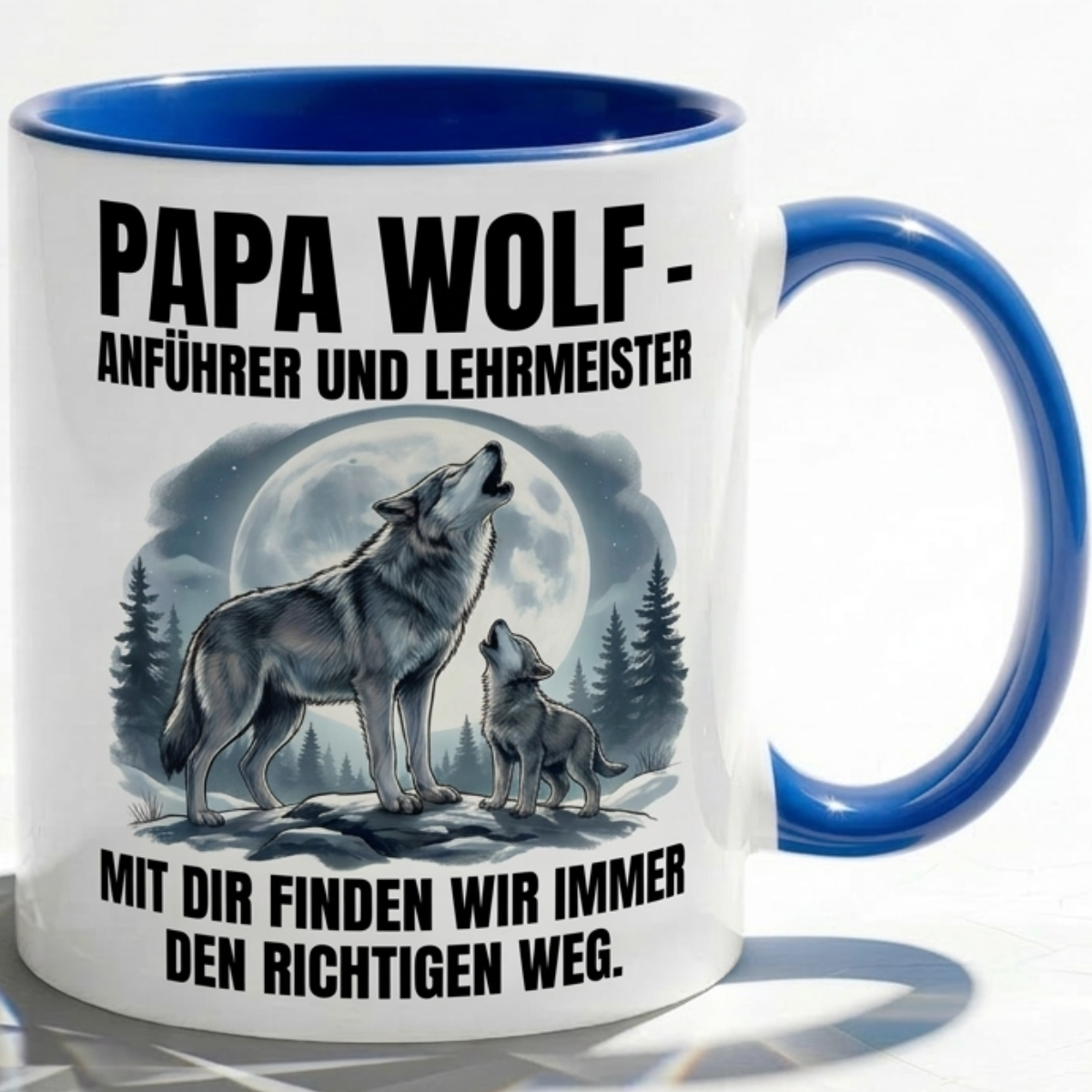 Papa Wolf Tasse als Geschenk Vatertag, Geburtstag Vater Anführer, Kaffee Becher