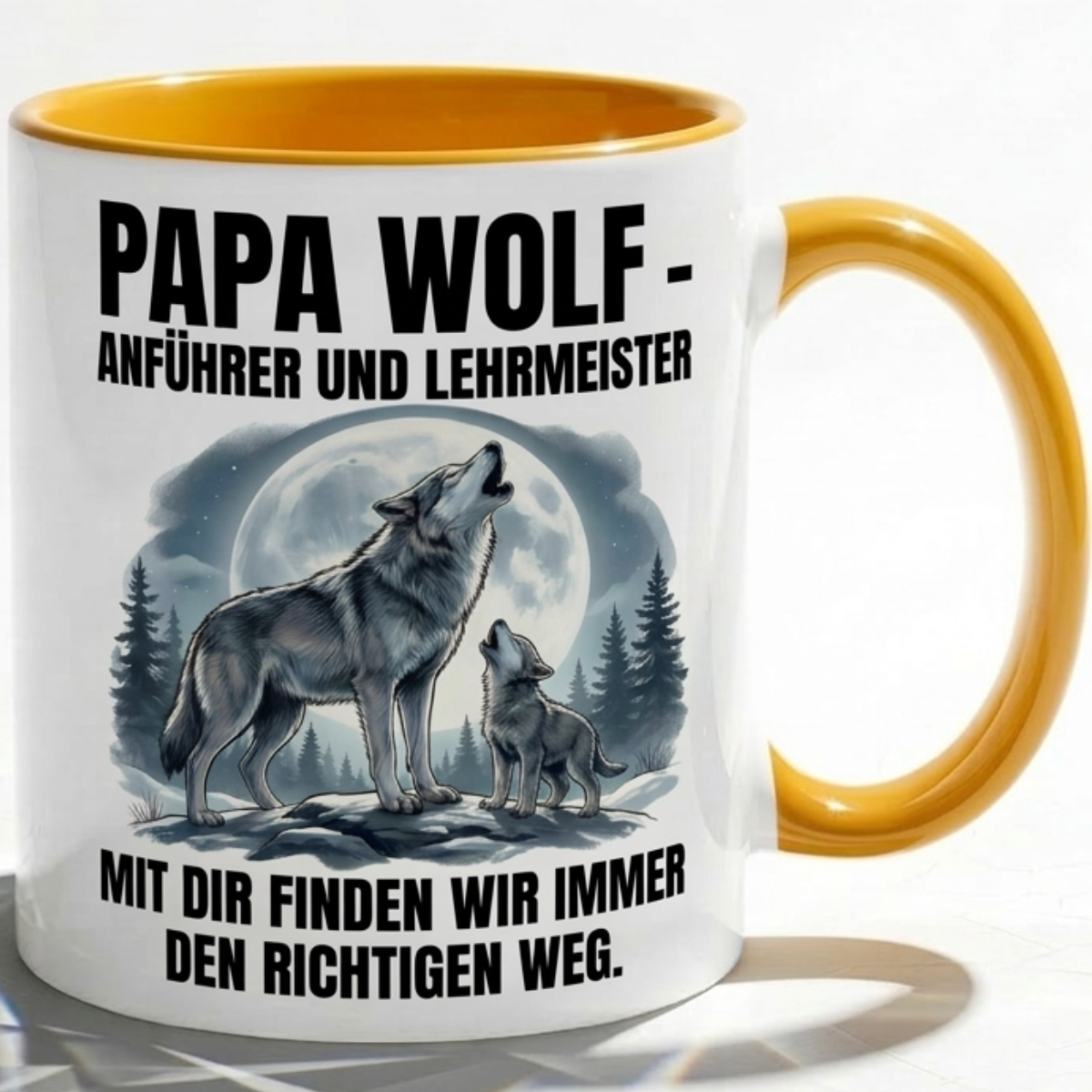 Papa Wolf Tasse als Geschenk Vatertag, Geburtstag Vater Anführer, Kaffee Becher