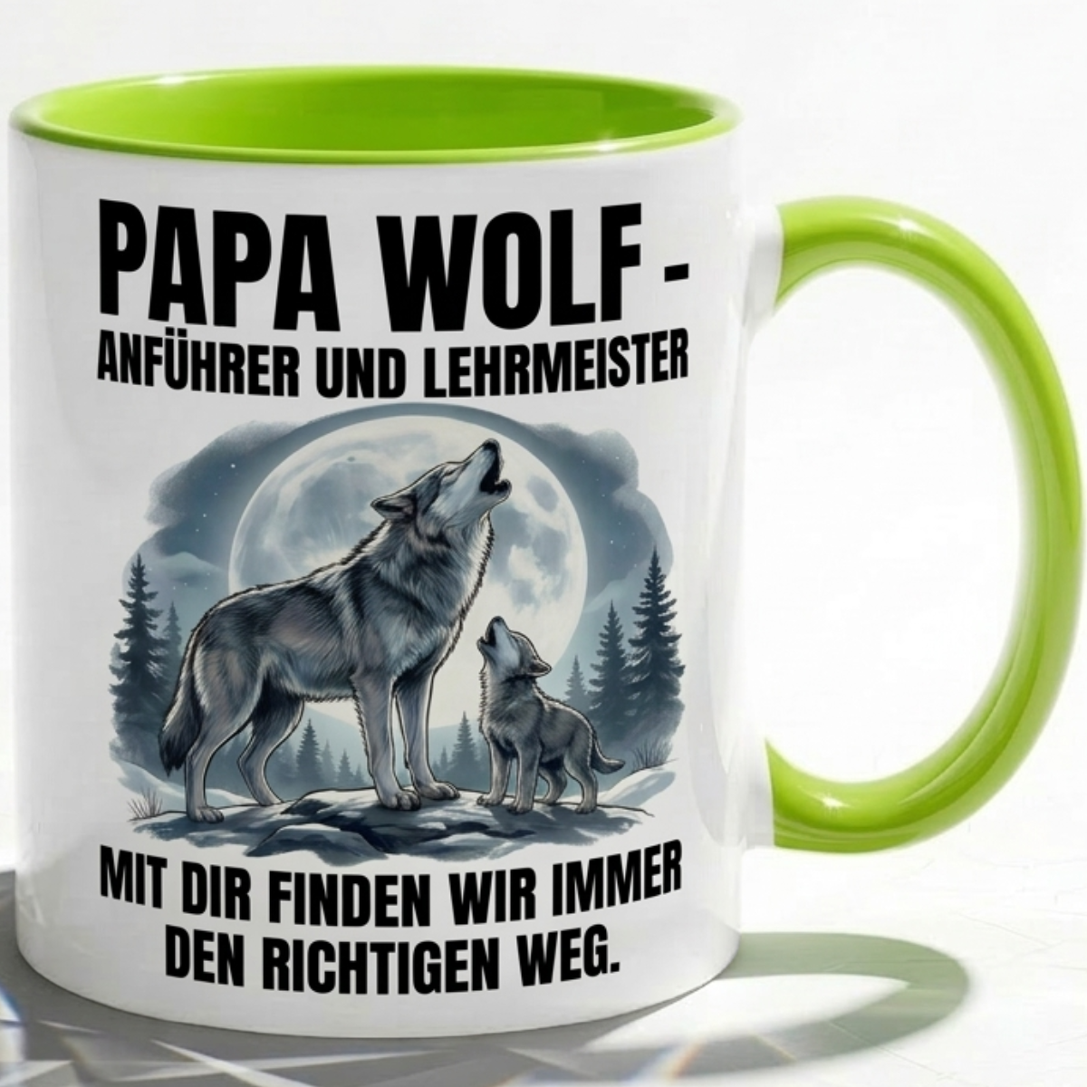 Papa Wolf Tasse als Geschenk Vatertag, Geburtstag Vater Anführer, Kaffee Becher