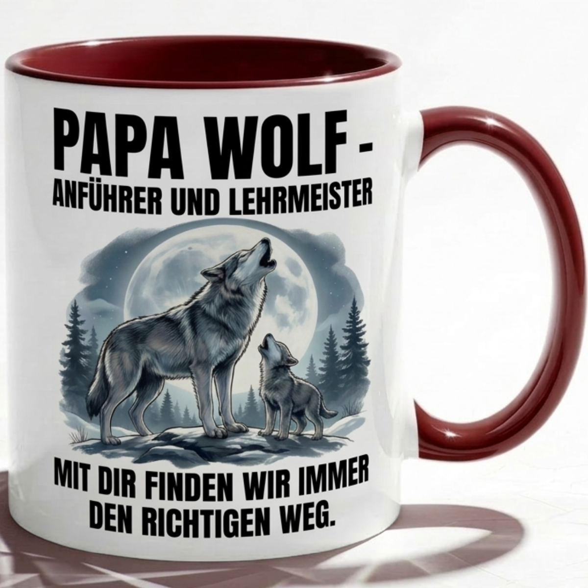 Papa Wolf Tasse als Geschenk Vatertag, Geburtstag Vater Anführer, Kaffee Becher