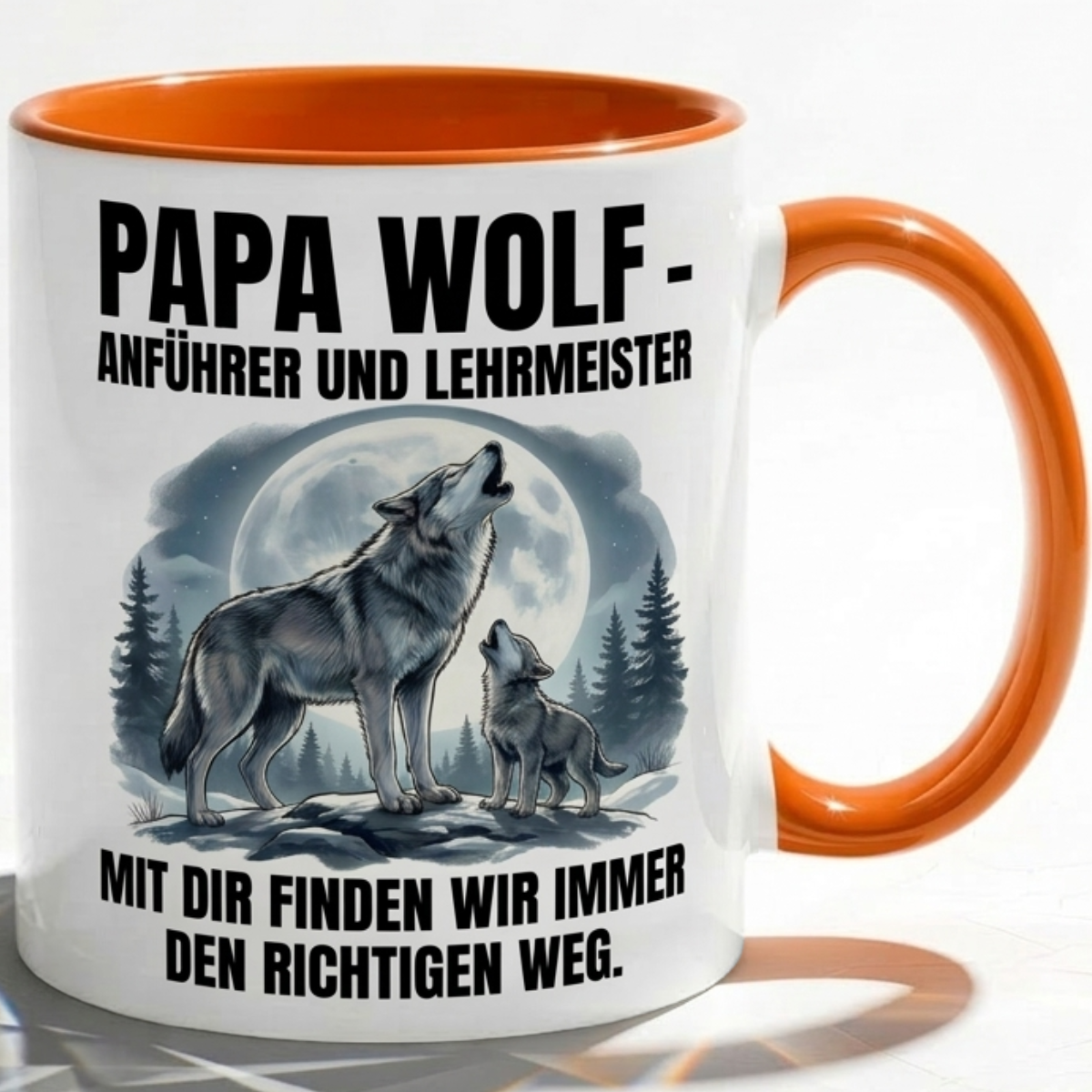 Papa Wolf Tasse als Geschenk Vatertag, Geburtstag Vater Anführer, Kaffee Becher