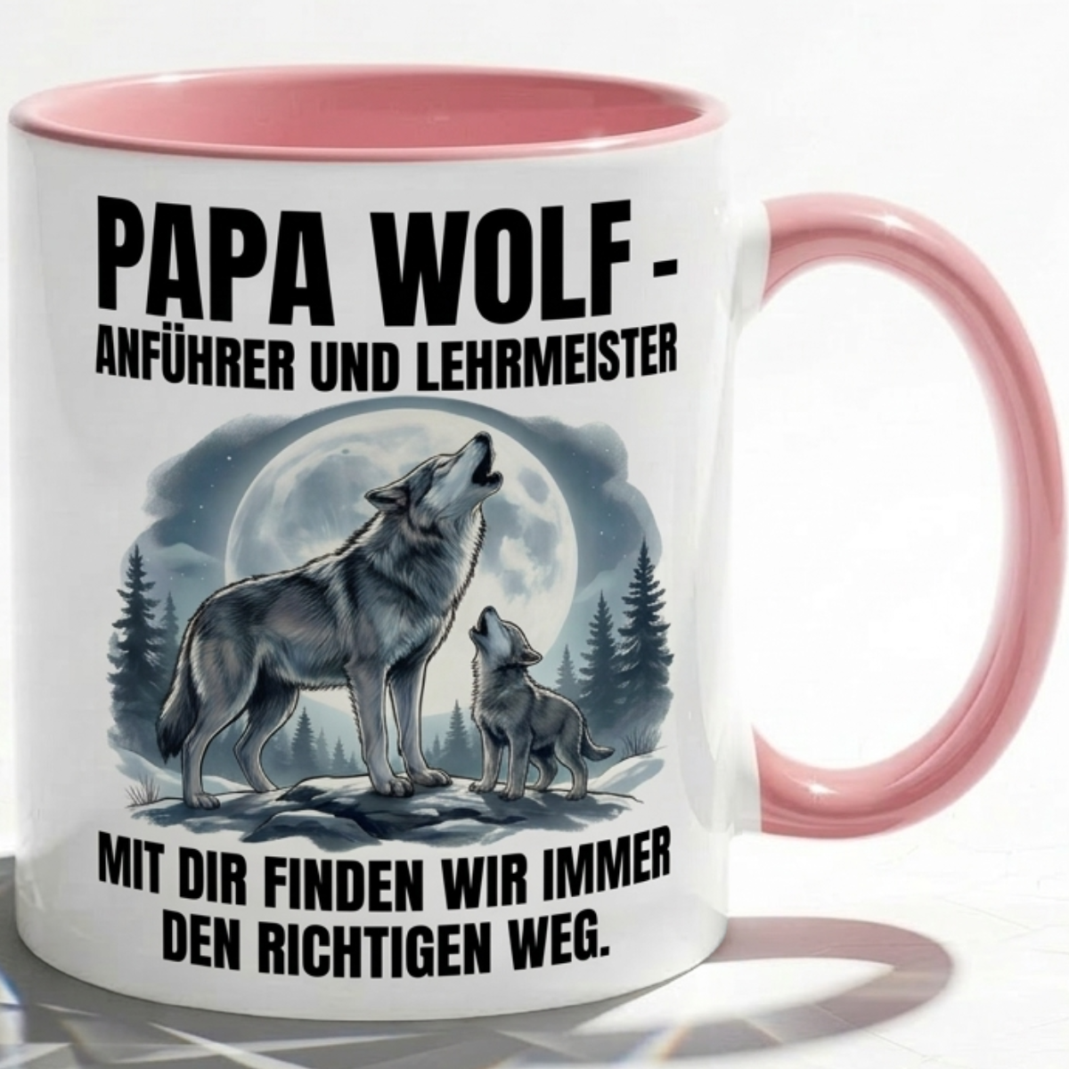 Papa Wolf Tasse als Geschenk Vatertag, Geburtstag Vater Anführer, Kaffee Becher