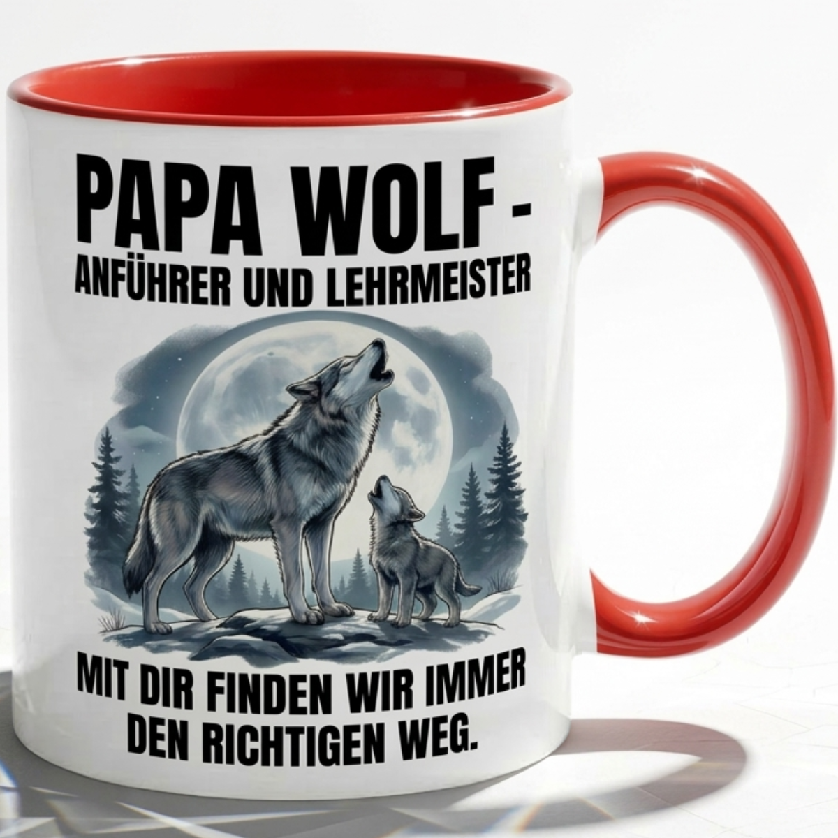 Papa Wolf Tasse als Geschenk Vatertag, Geburtstag Vater Anführer, Kaffee Becher