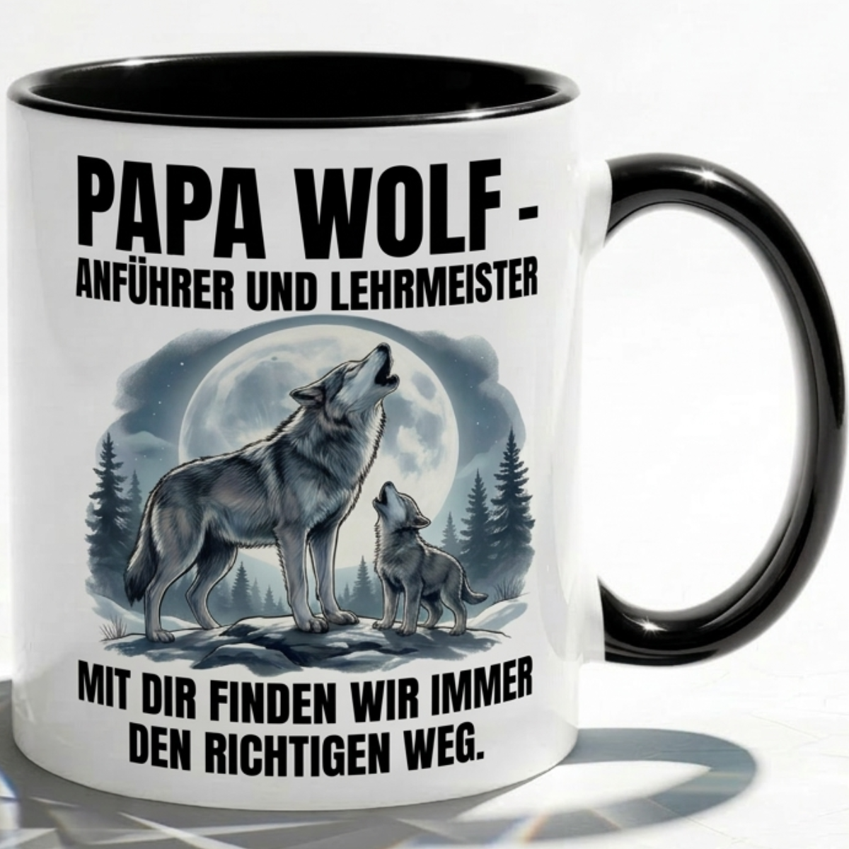 Papa Wolf Tasse als Geschenk Vatertag, Geburtstag Vater Anführer, Kaffee Becher