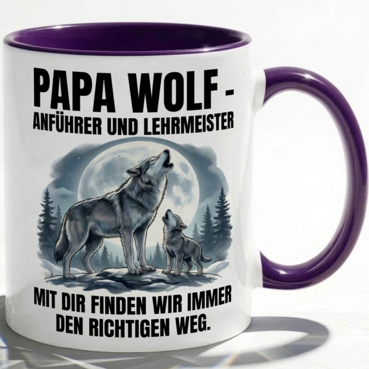 Papa Wolf Tasse als Geschenk Vatertag, Geburtstag Vater Anführer, Kaffee Becher