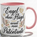 Patentante Tasse mit Spruch Engel ohne Flügel nennt man Patentante – Geschenk für Tante Geburtstag Weihnachten Taufe – Liebevolle Kaffeetasse Beste Goli – Keramik Becher 330ml