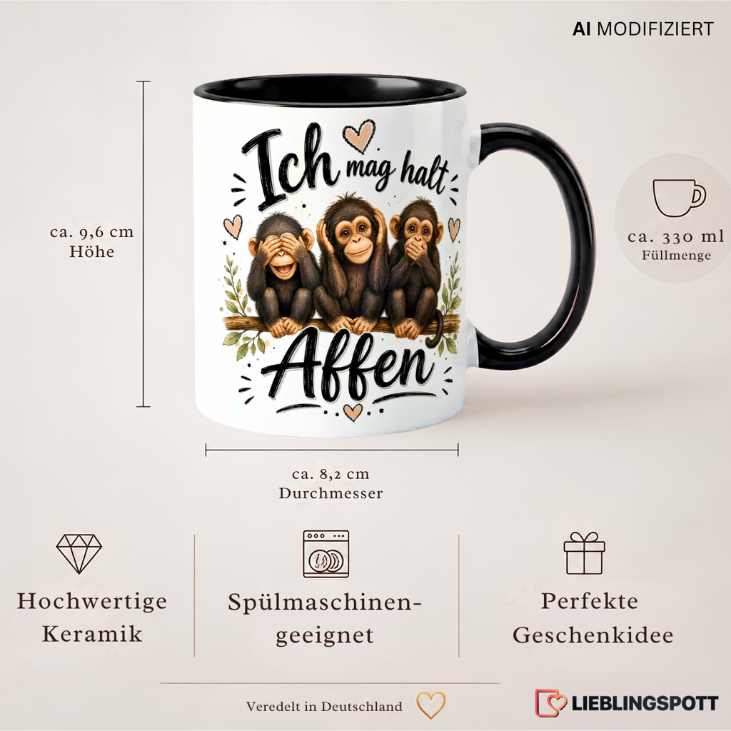 Affen Tasse 330 ml – Maße und Produkteigenschaften