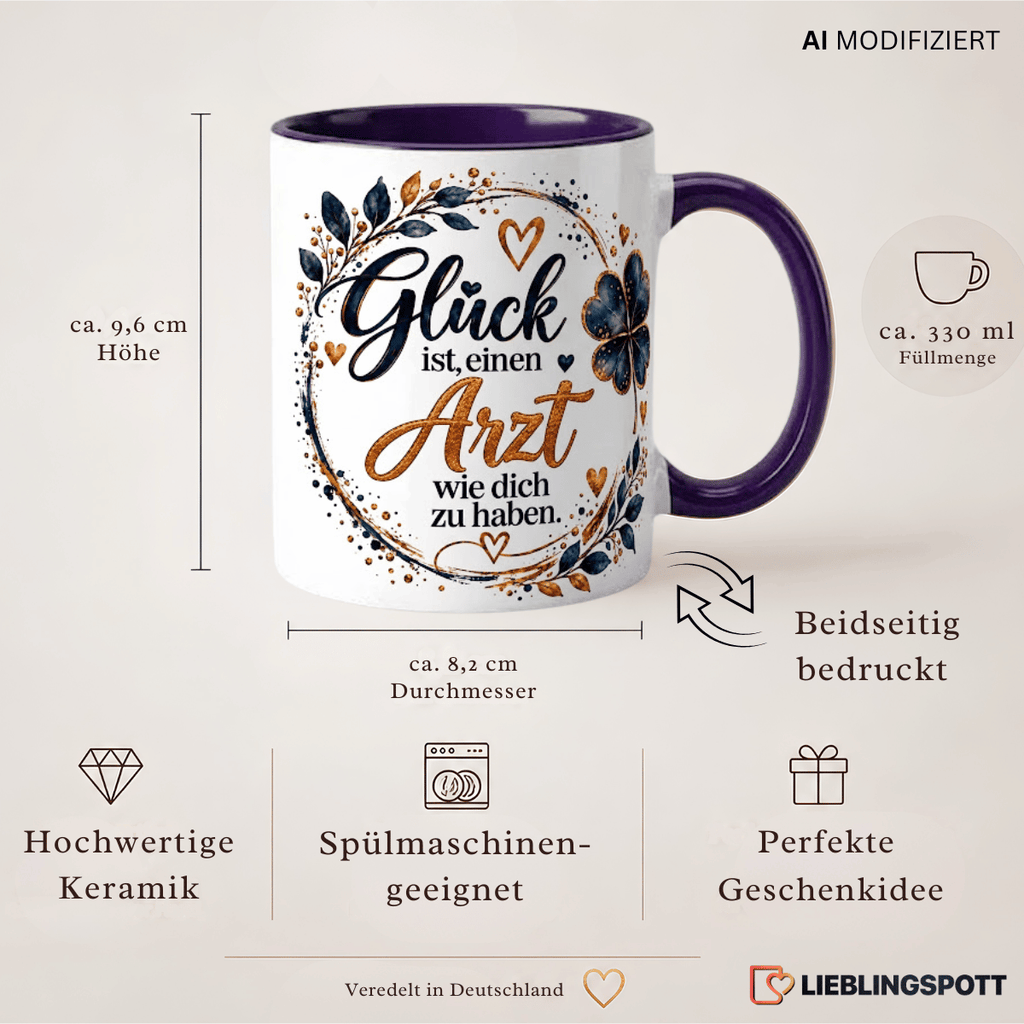 Arzt Tasse Produktdetails 330 ml 9,6 cm 8,2 cm doppelseitig bedruckt