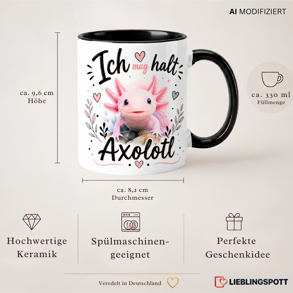 Axolotl Keramiktasse 330 ml Maße und Produkteigenschaften