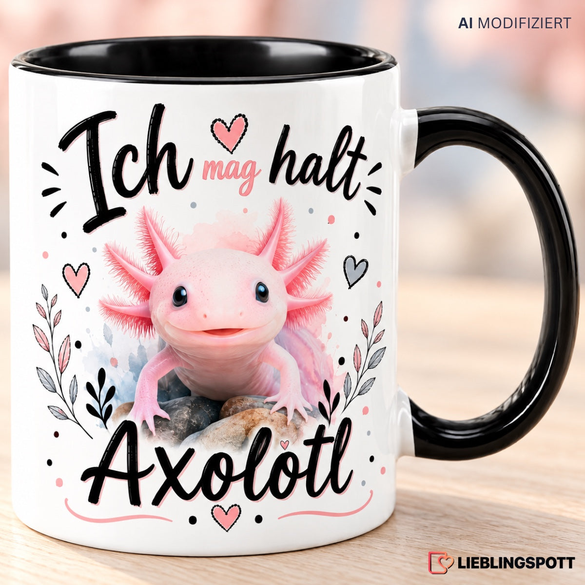 Axolotl Tasse Ich mag halt Axolotl Lifestyle Aufnahme