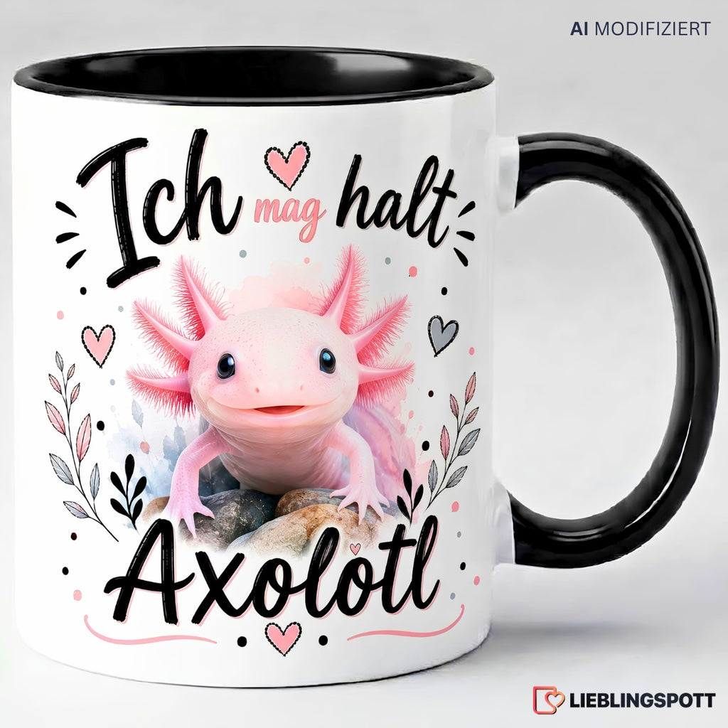 Axolotl Tasse Ich mag halt Axolotl in Schwarz