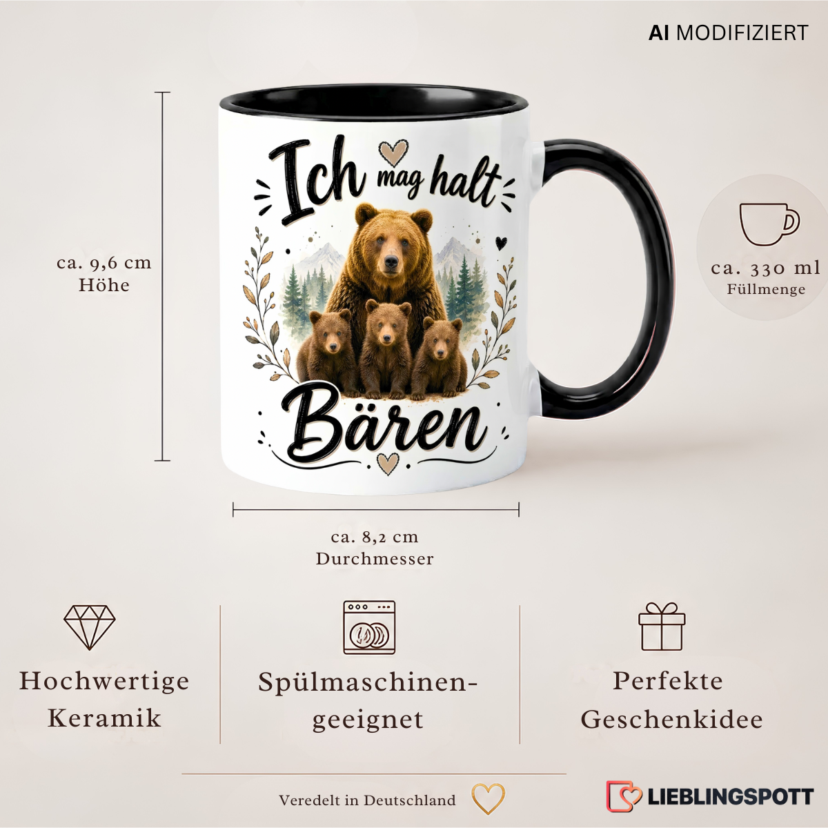 Bären Tasse Maße 330 ml und Produkteigenschaften