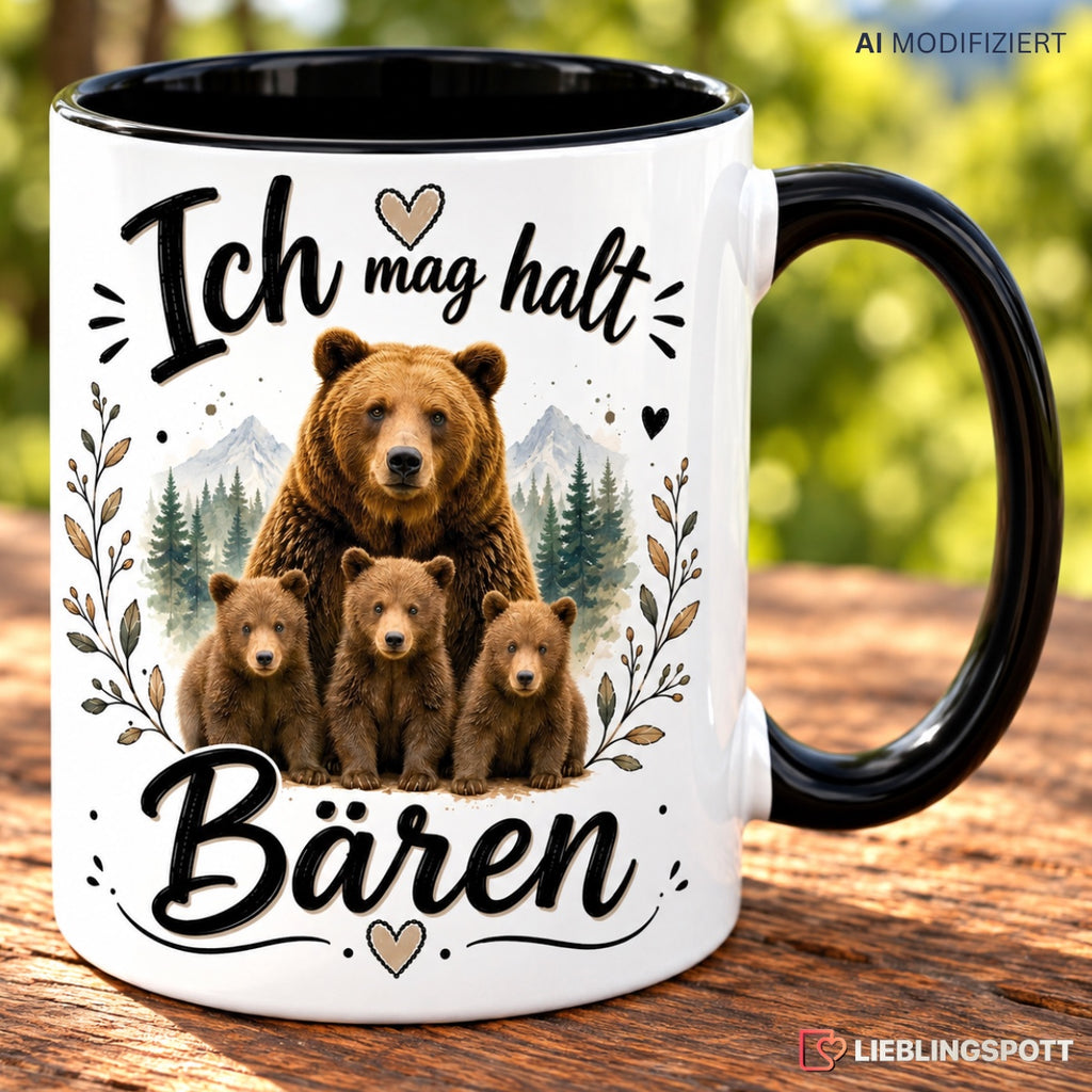 Bären Tasse Lifestyle auf Holztisch