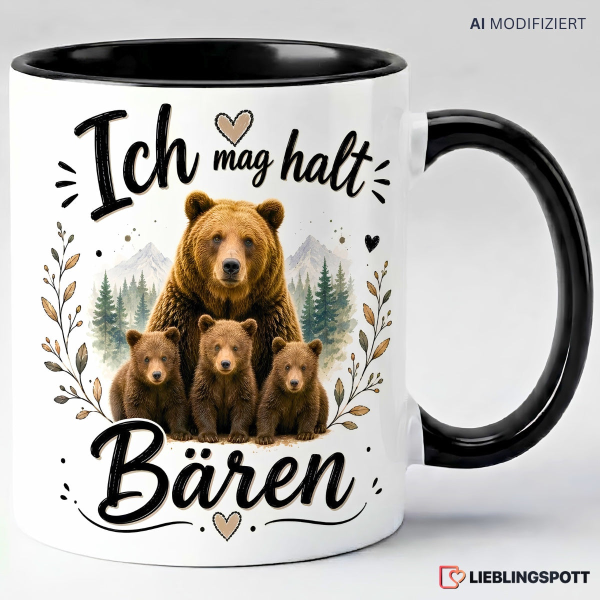 Bären Tasse Ich mag halt Bären in Schwarz