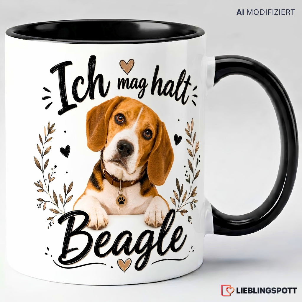 Beagle Tasse Ich mag halt Beagle – Schwarz