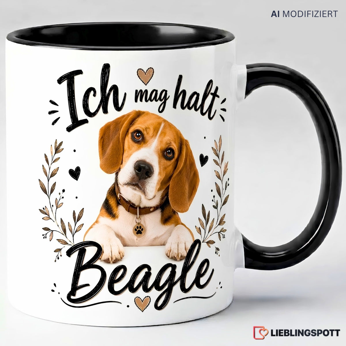 Beagle Tasse Ich mag halt Beagle – Schwarz