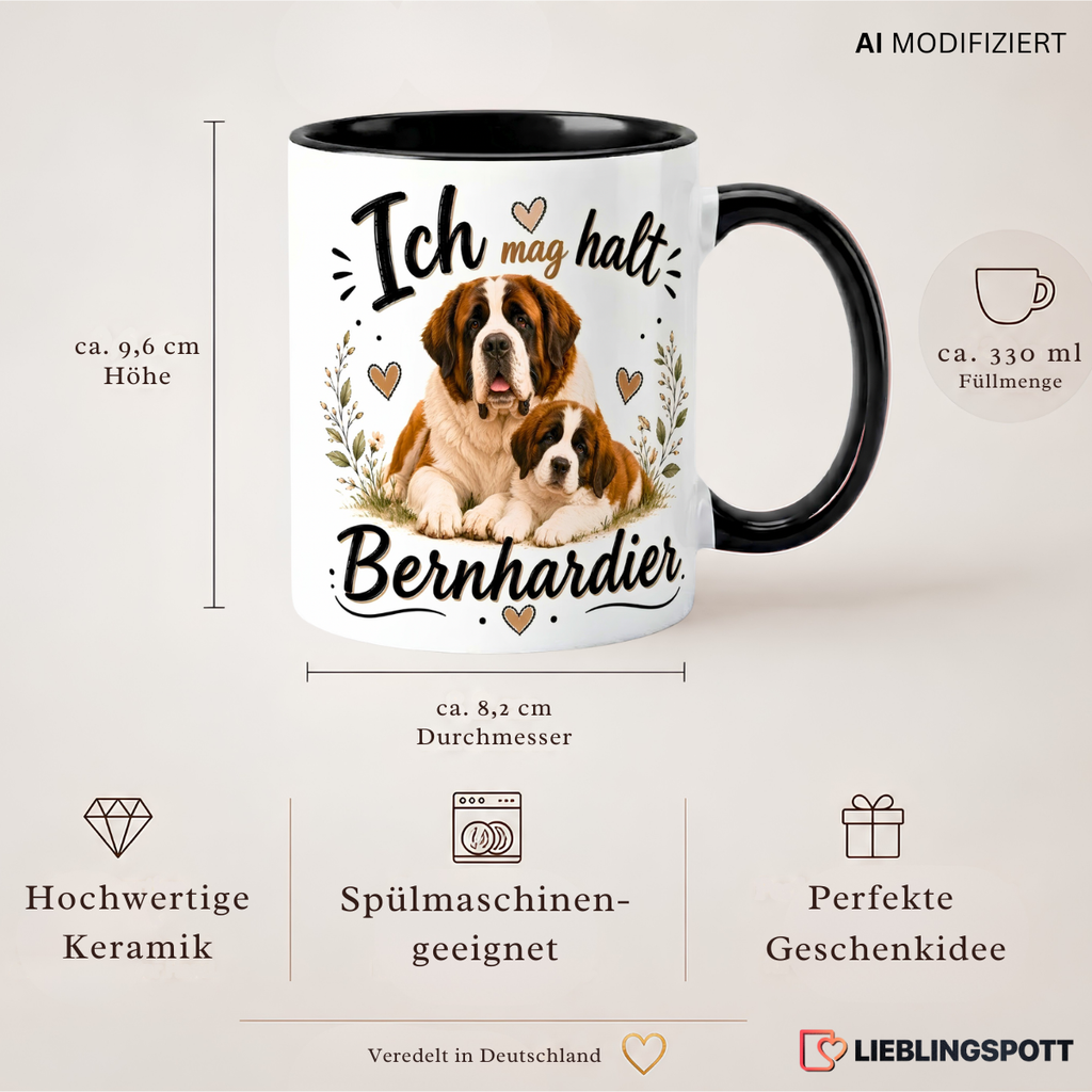 Bernhardiner Keramiktasse 330 ml – Maße und Produkteigenschaften