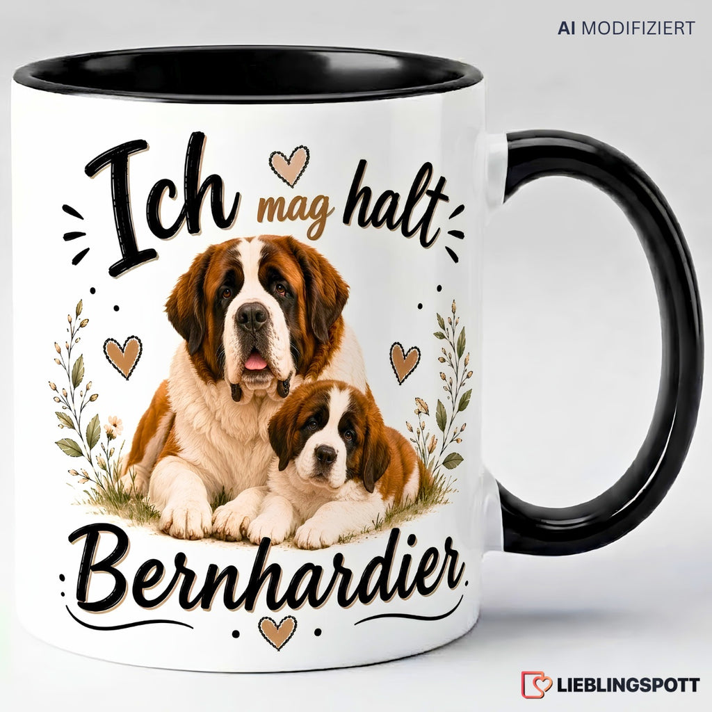 Bernhardiner Tasse Ich mag halt Bernhardiner – Schwarz