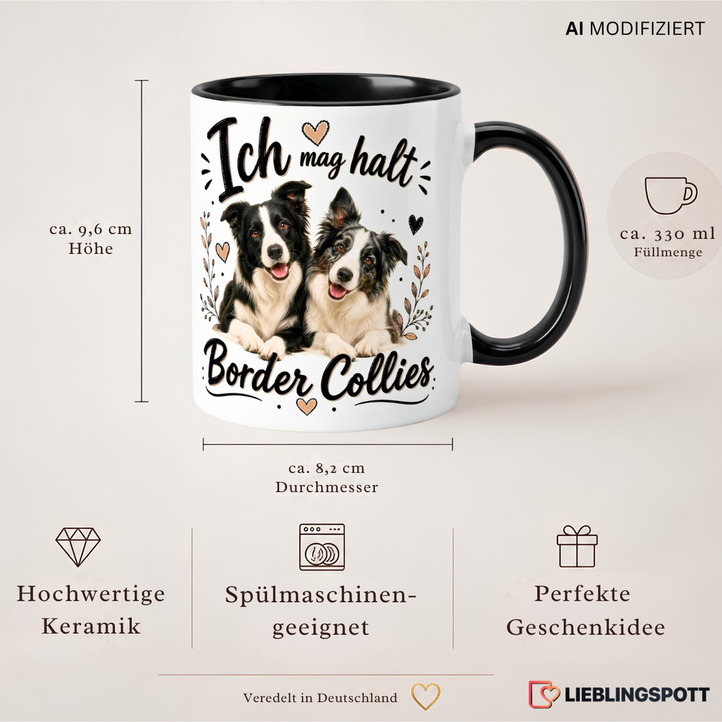 Border Collie Tasse Maße 330 ml und Produkteigenschaften