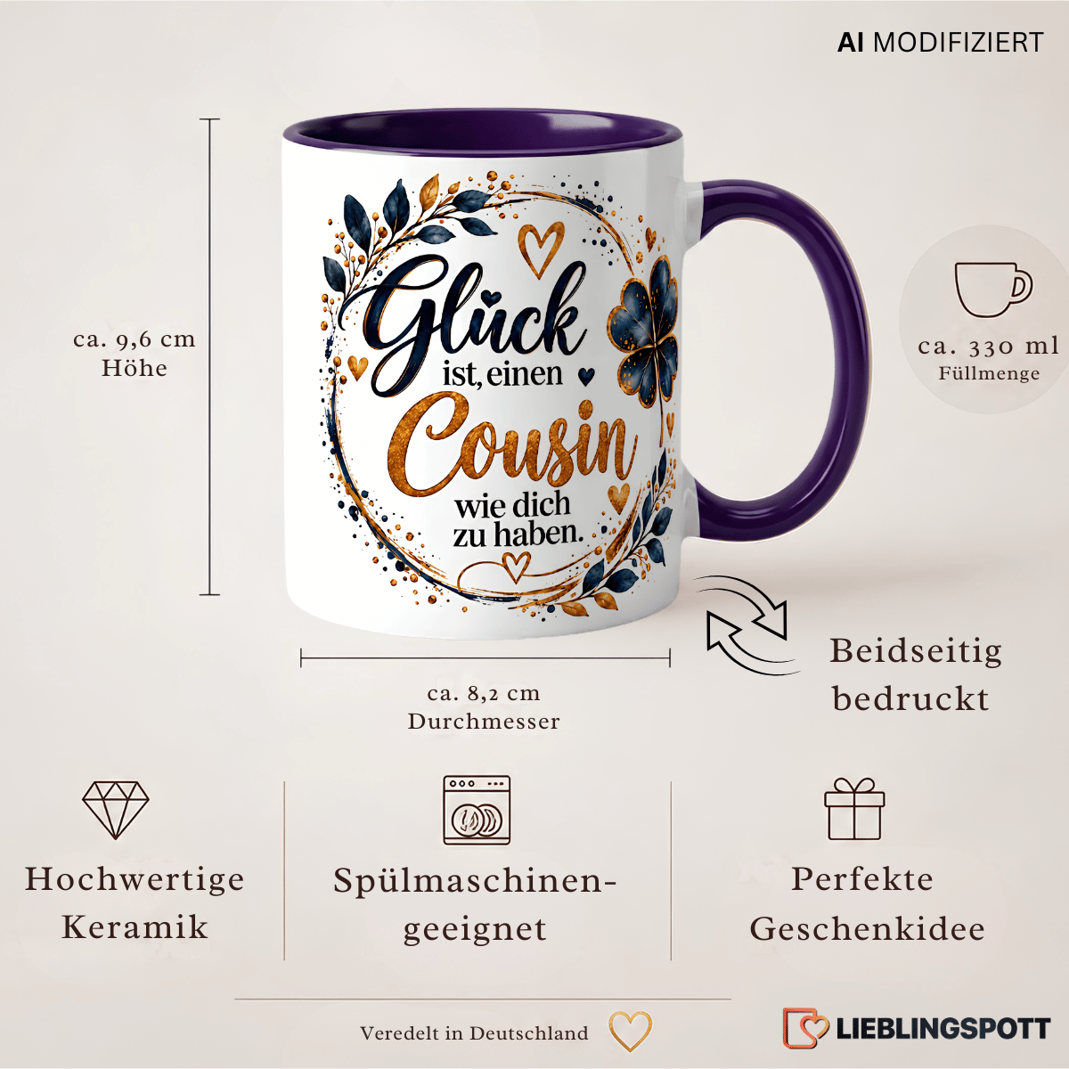 Cousin Keramiktasse 330 ml Maße und Produkteigenschaften