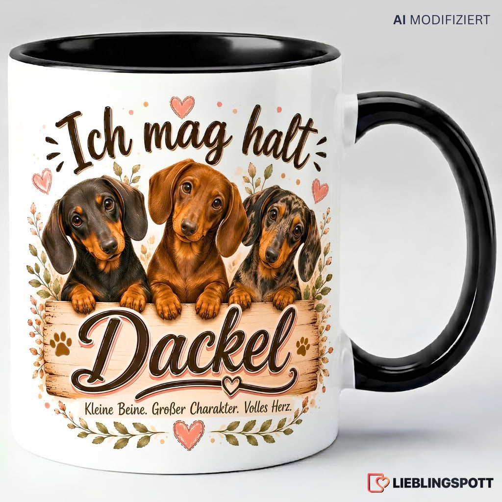 Dackel Tasse 330 ml Schwarz