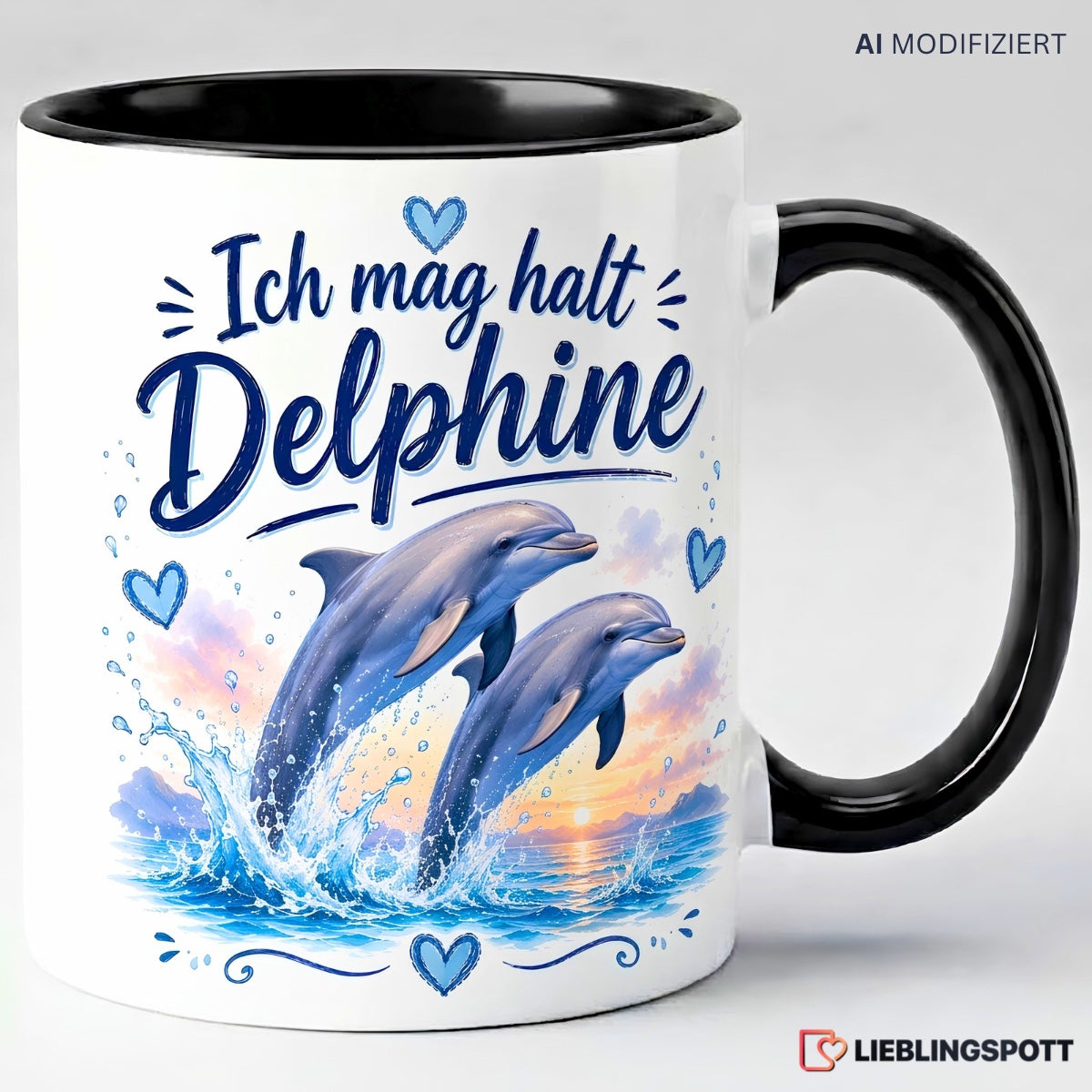Delphine Tasse Ich mag halt Delphine – Schwarz