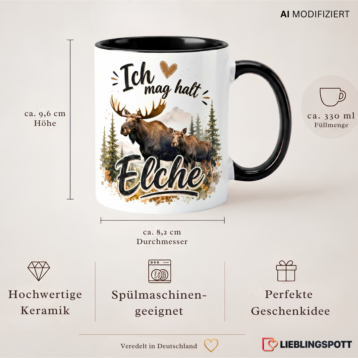 Elche Tasse Produktdetails – 330 ml Keramiktasse