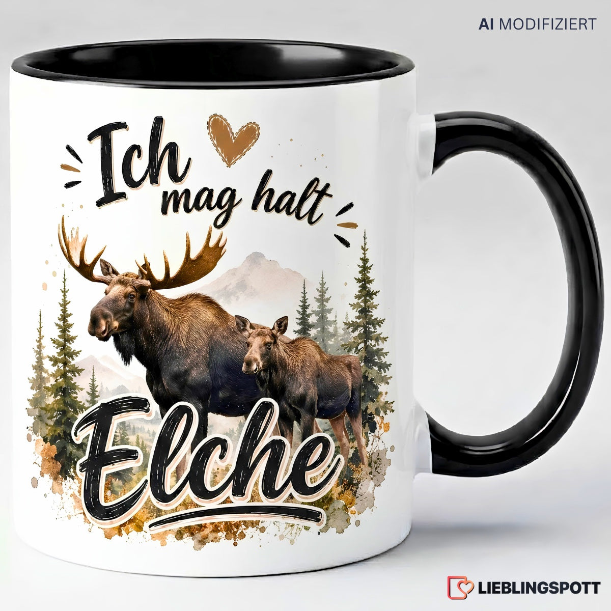 Elche Tasse schwarz – Keramiktasse 330 ml