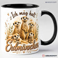 Erdmännchen Tasse 330 ml in Schwarz mit Spruch Ich mag halt Erdmännchen
