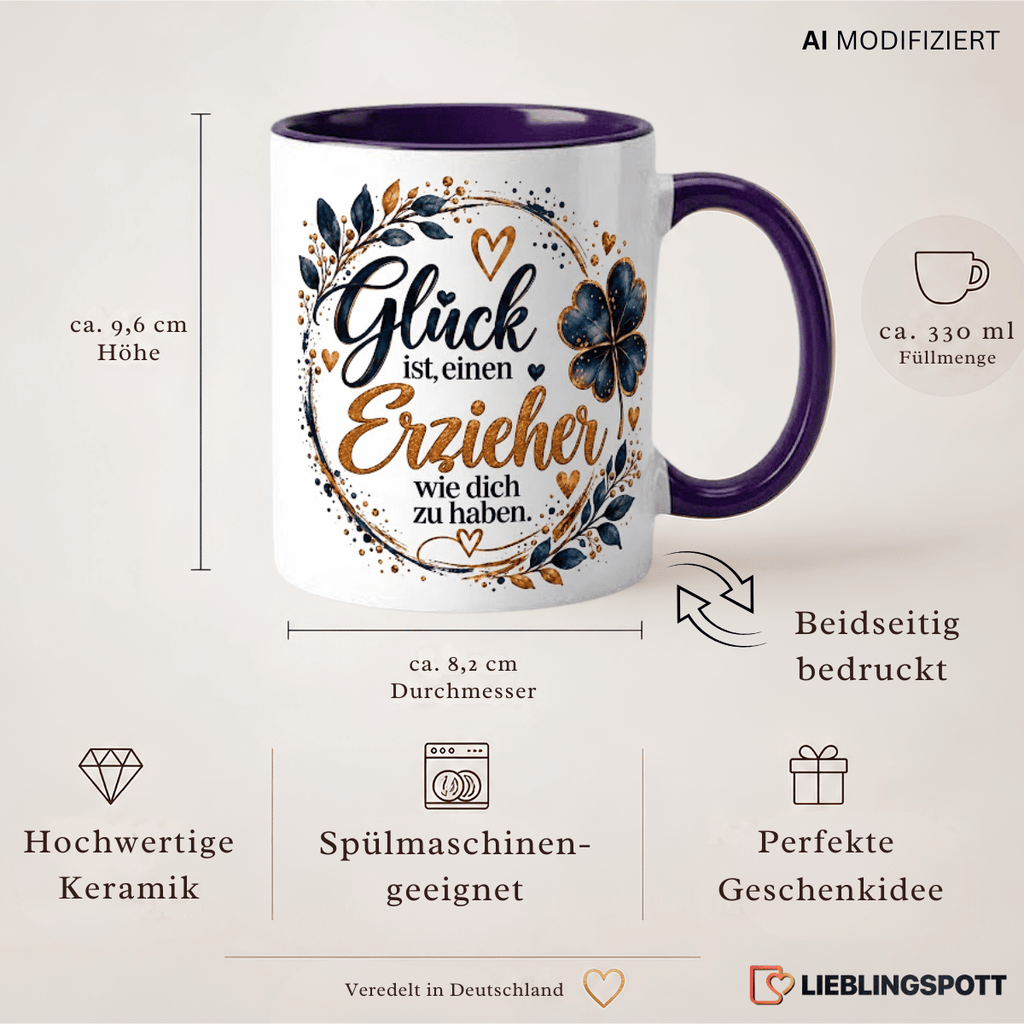 Erzieher Tasse Produktdetails 330 ml 9,6 cm 8,2 cm doppelseitig bedruckt