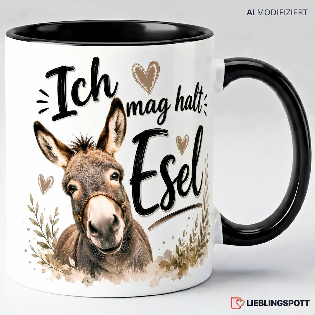 Esel Tasse Ich mag halt Esel – Schwarz