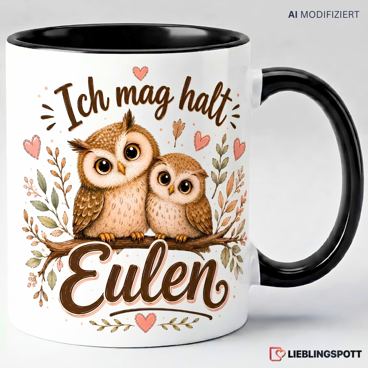 Eulen Tasse Schwarz