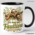 Faultier Tasse 330 ml in Schwarz mit Spruch Ich mag halt Faultiere