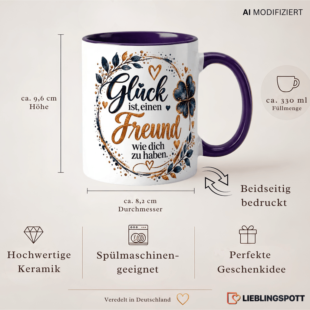 Freund Tasse Produktdetails 330 ml 9,6 cm 8,2 cm doppelseitig bedruckt